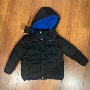 Fleece lined winter coat with removable hood